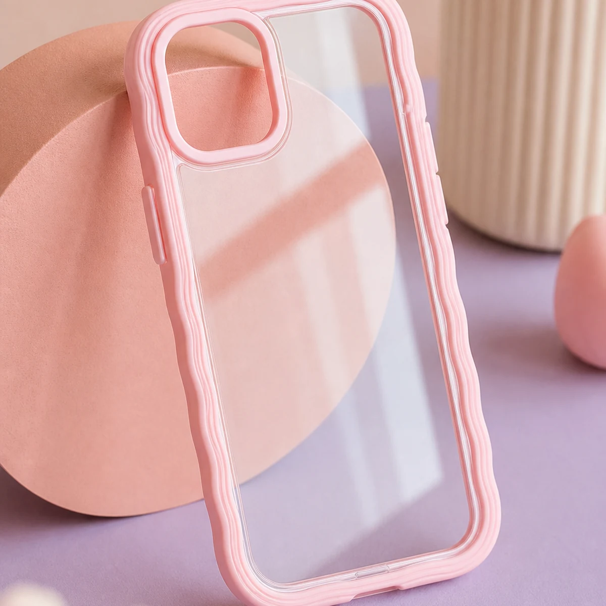 Pela clear iPhone case with Petal Pink ridge